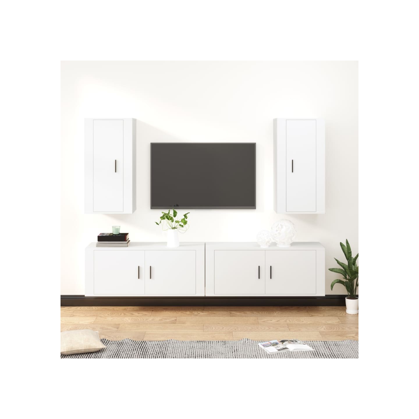 Ensemble de meubles TV 4 pcs Blanc Bois d'ingénierie