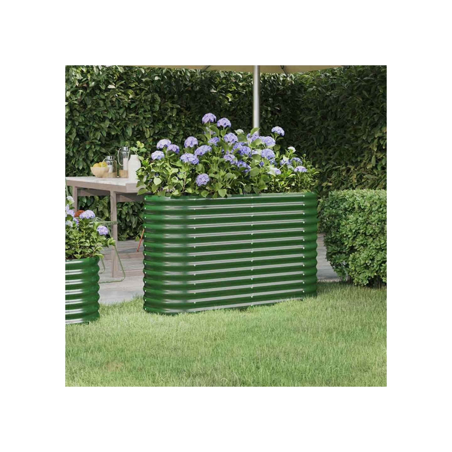 Lit surélevé de jardin Acier galvanisé 114x40x68 cm Vert