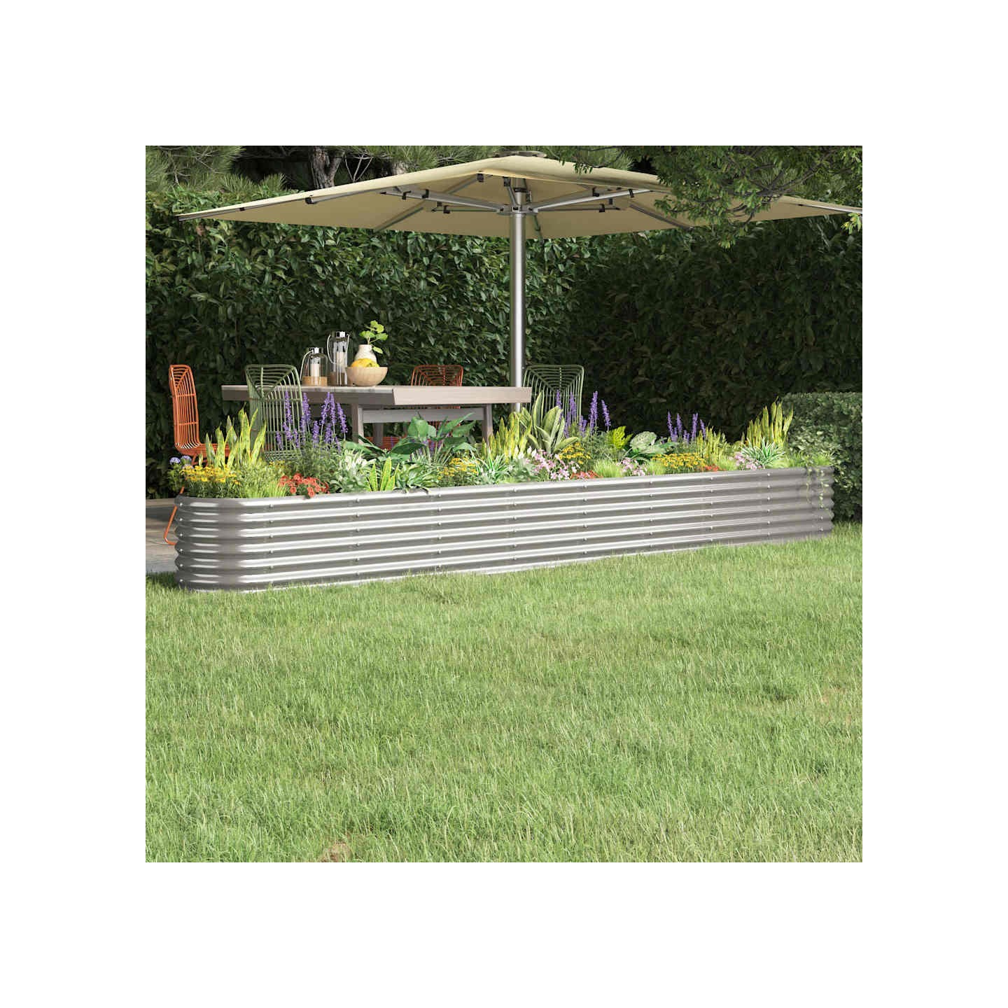 Lit surélevé de jardin Acier galvanisé Argenté