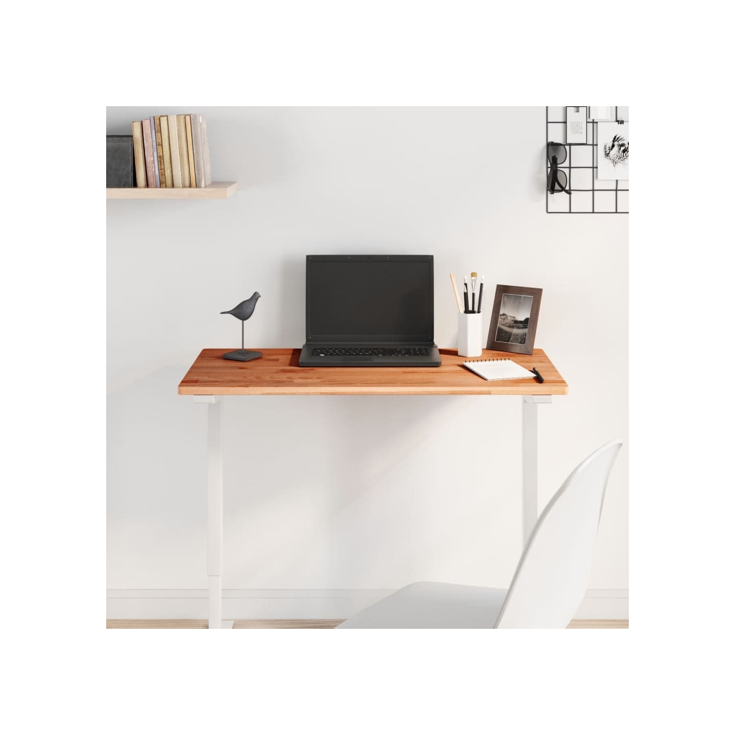 Dessus de table 80x40x1,5 cm rectangulaire bois massif de hêtre