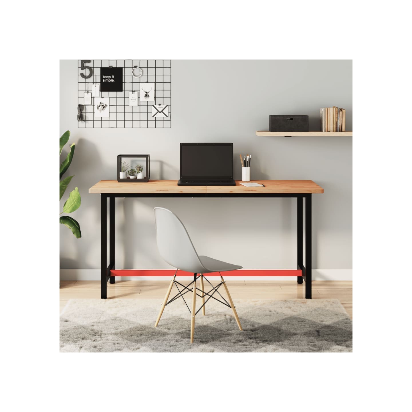 Établi 150x55x81,5 cm bois massif de hêtre et métal