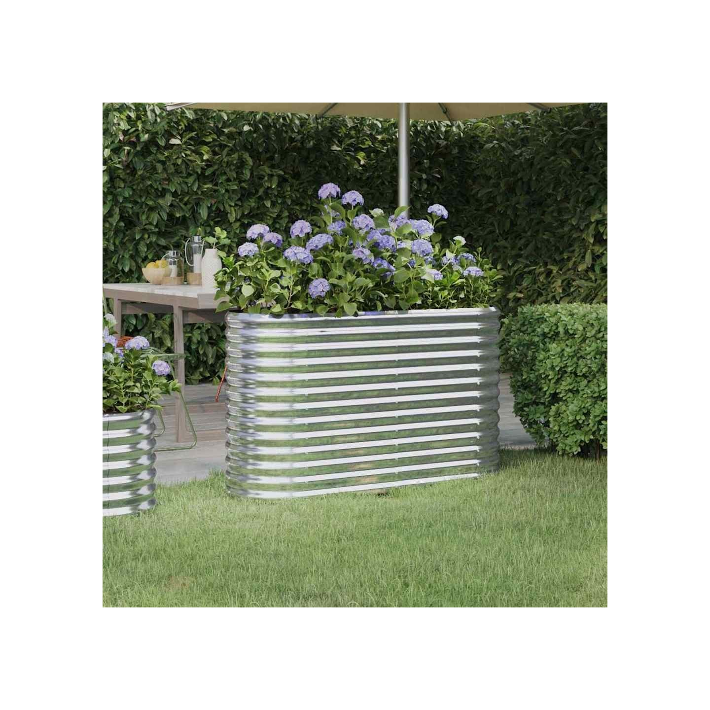 Lit surélevé de jardin Acier galvanisé Argenté
