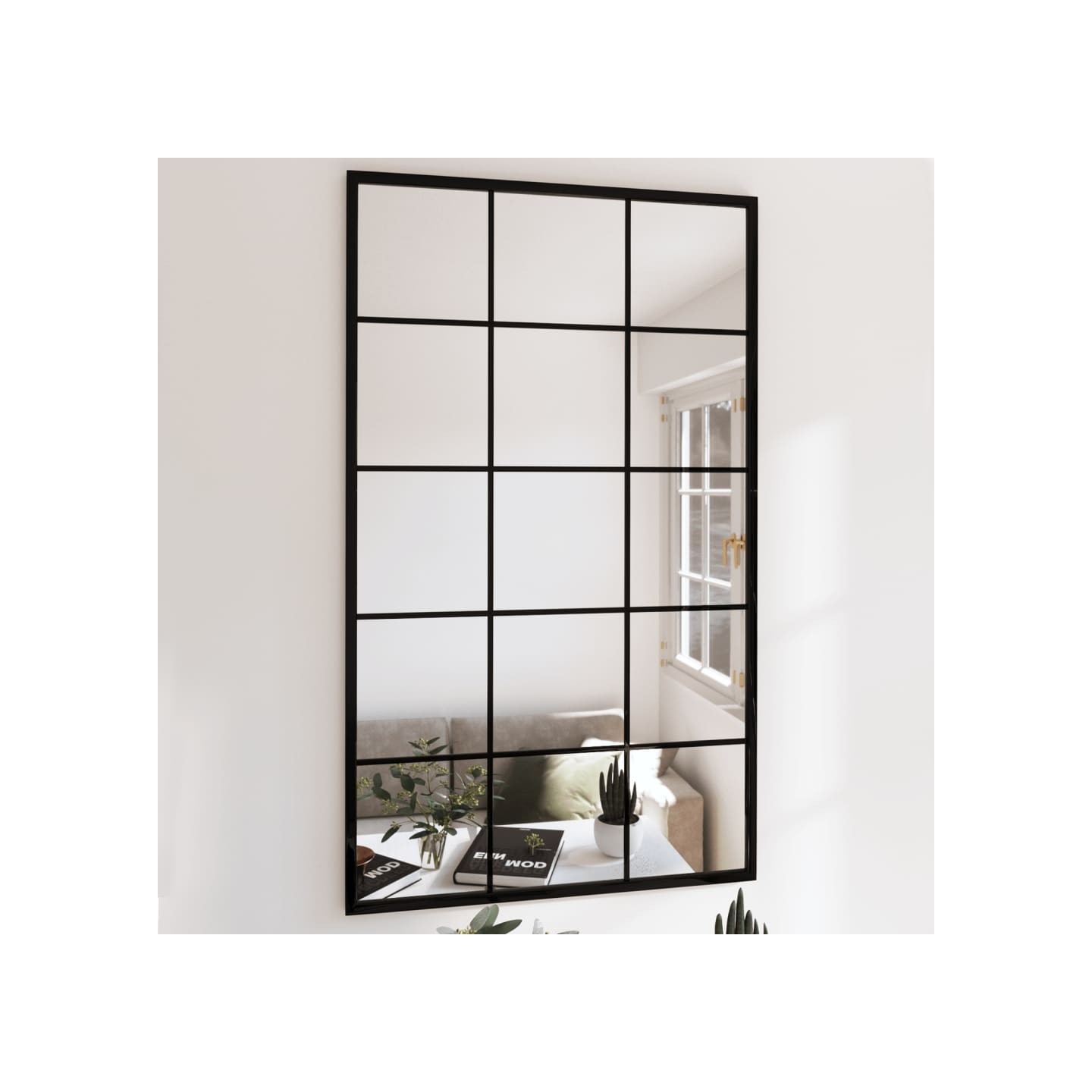 Miroirs muraux 6 pcs noir 100x60 cm métal