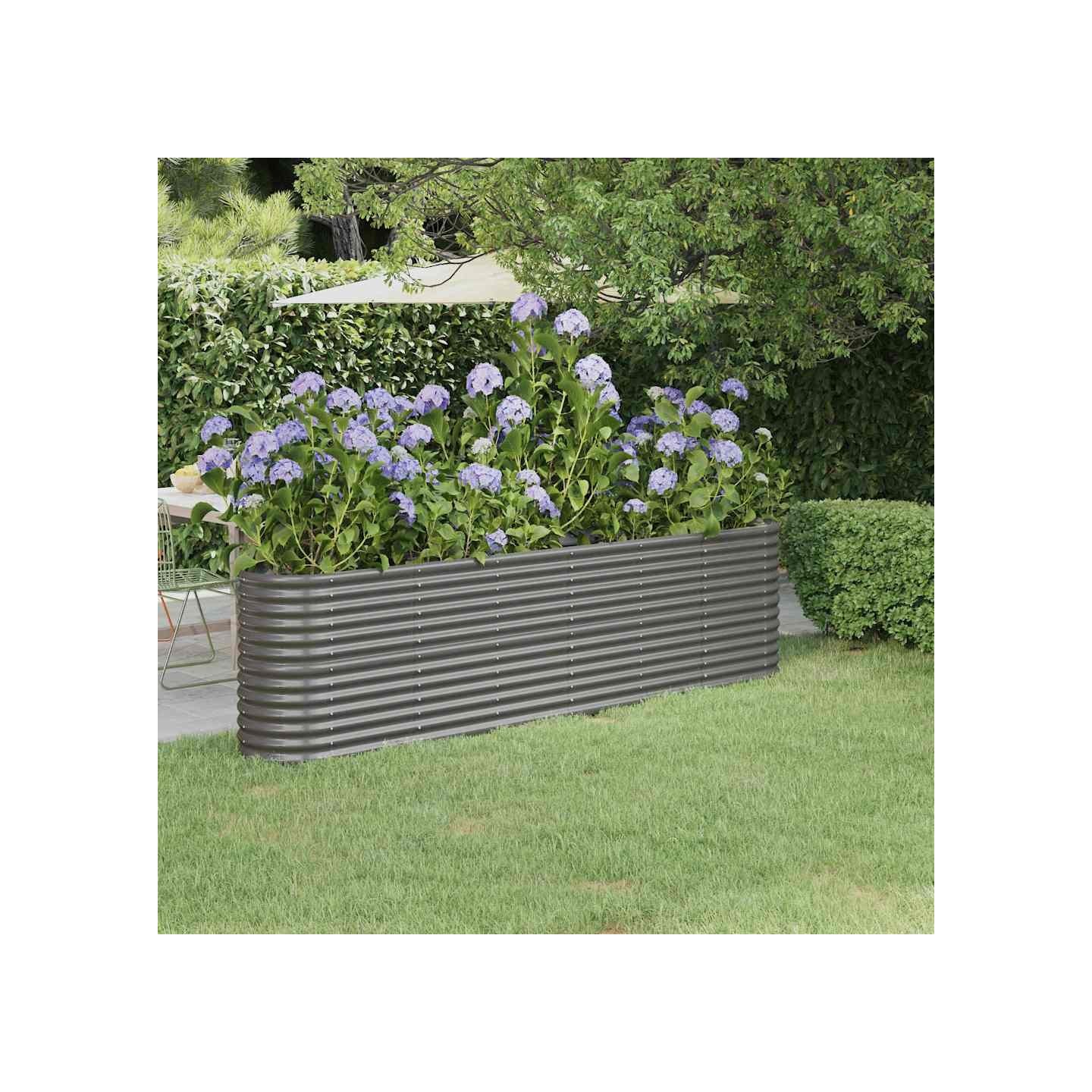 Lit surélevé de jardin Acier galvanisé 260x40x68 cm gris