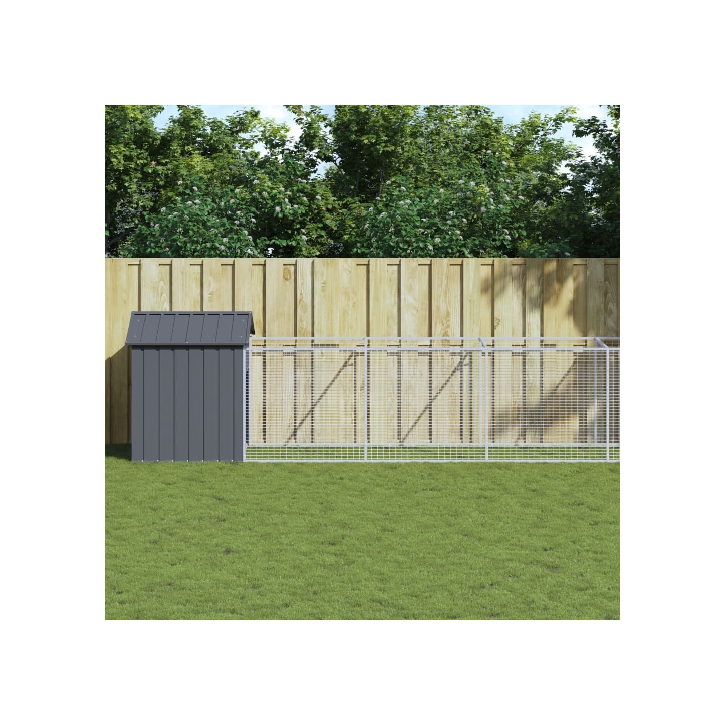 Niche pour chien avec toit anthracite acier galvanisé