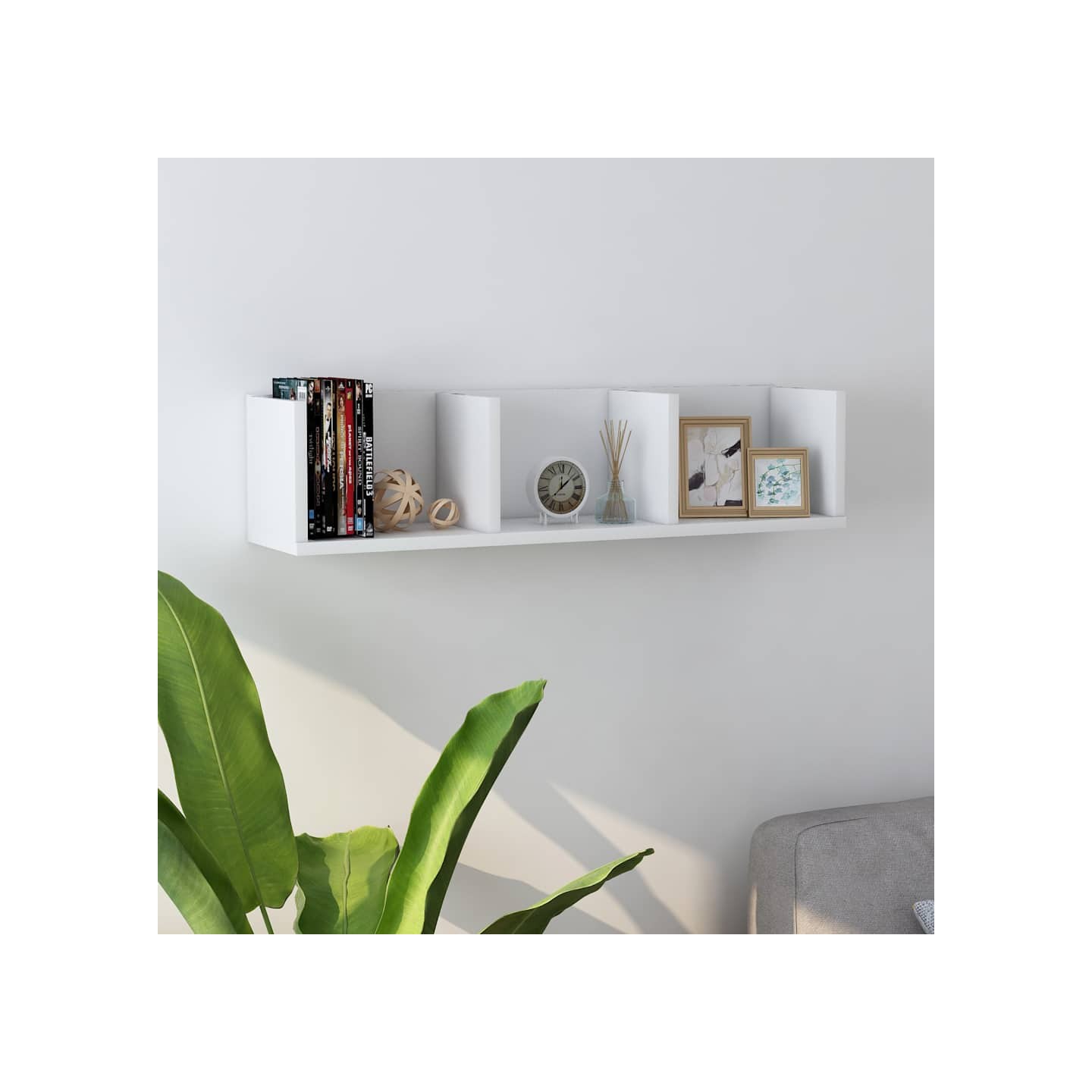 Étagère murale à CD Blanc 75x18x18 cm Bois d'ingénierie