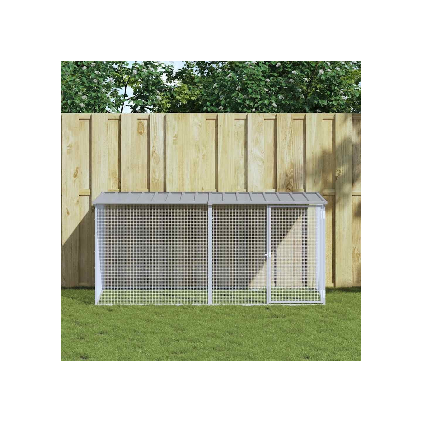 Cage à poulets avec toit gris clair 203x98x90 cm