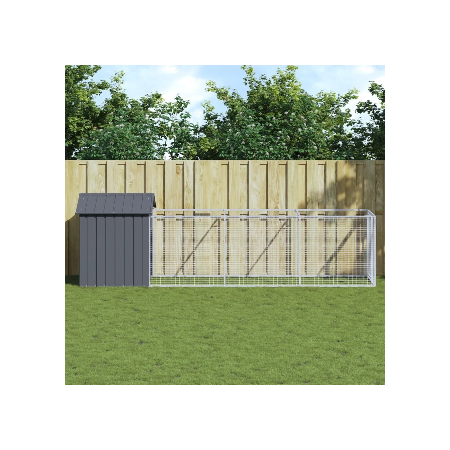Niche pour chien avec toit anthracite acier galvanisé