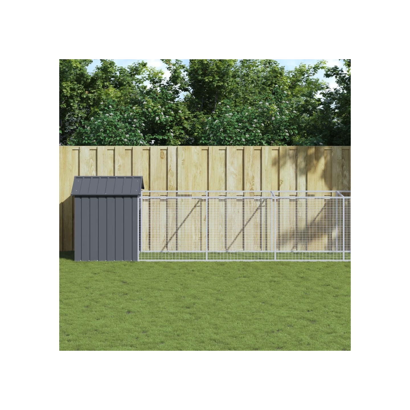 Niche pour chien avec toit anthracite acier galvanisé