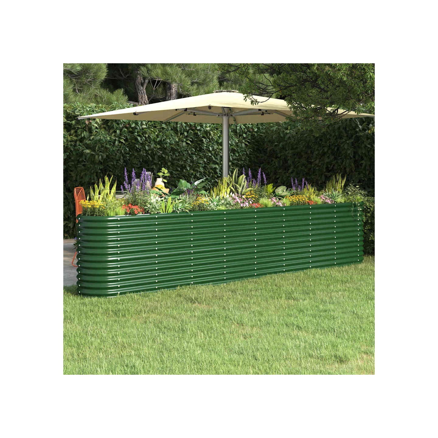 Lit surélevé de jardin Acier galvanisé 332x40x68 cm Vert