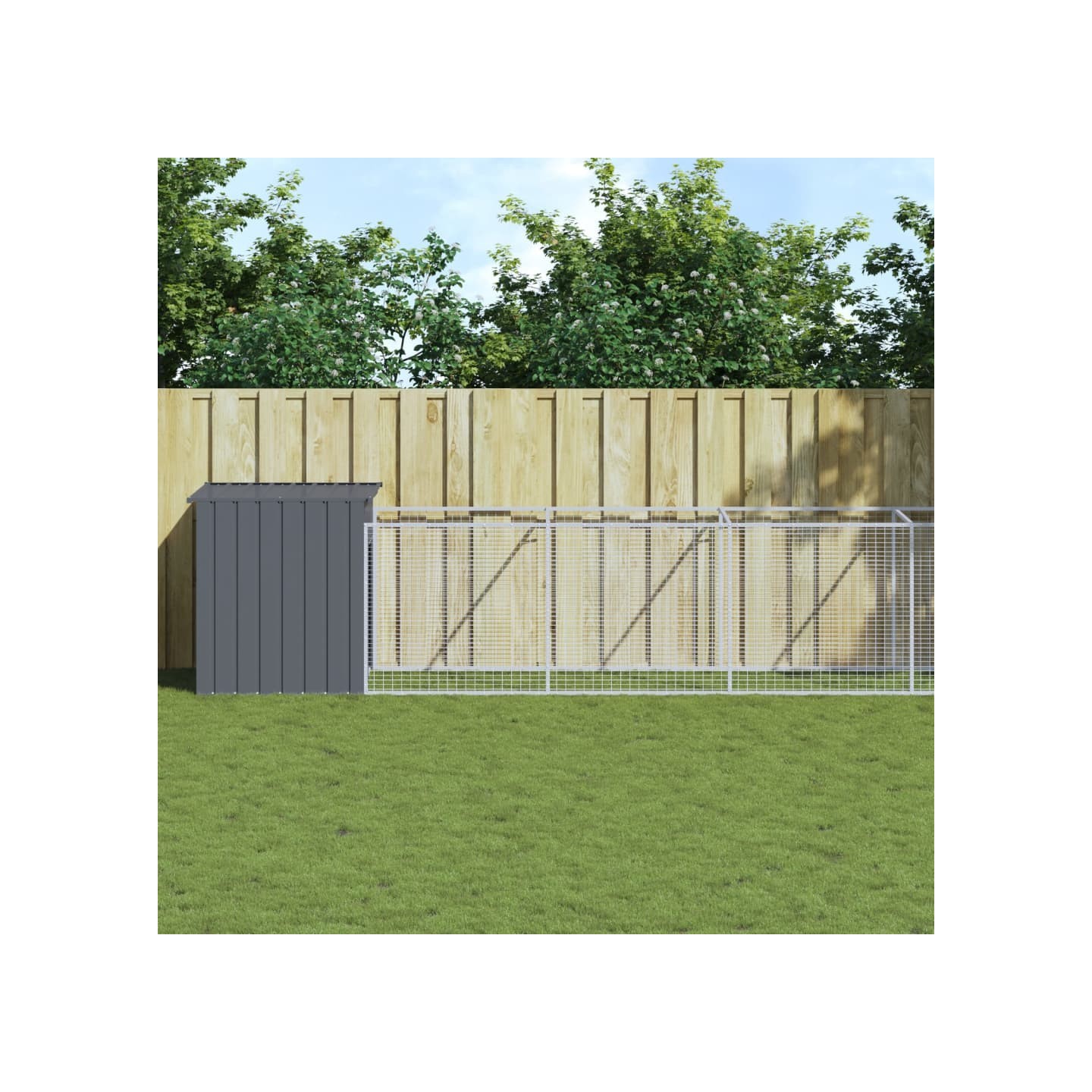 Niche pour chien avec cour anthracite 110x1221x110 cm