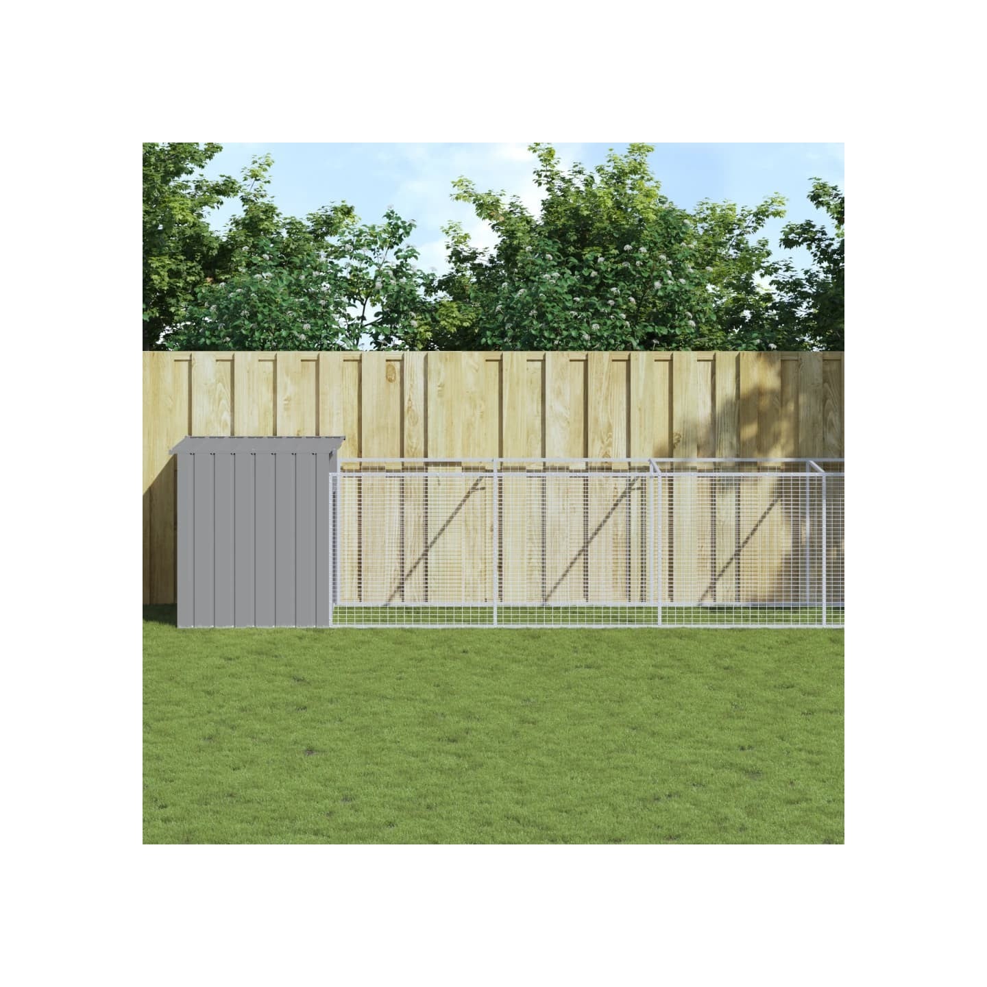 Niche pour chien avec cour gris clair 110x609x110 cm