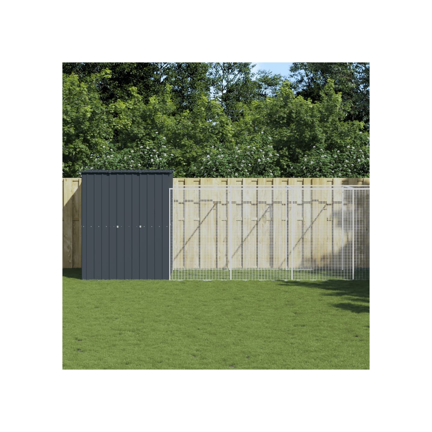 Niche pour chien avec cour anthracite 165x863x181 cm