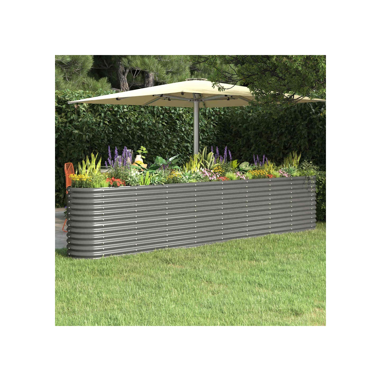 Lit surélevé de jardin Acier galvanisé 332x40x68 cm gris