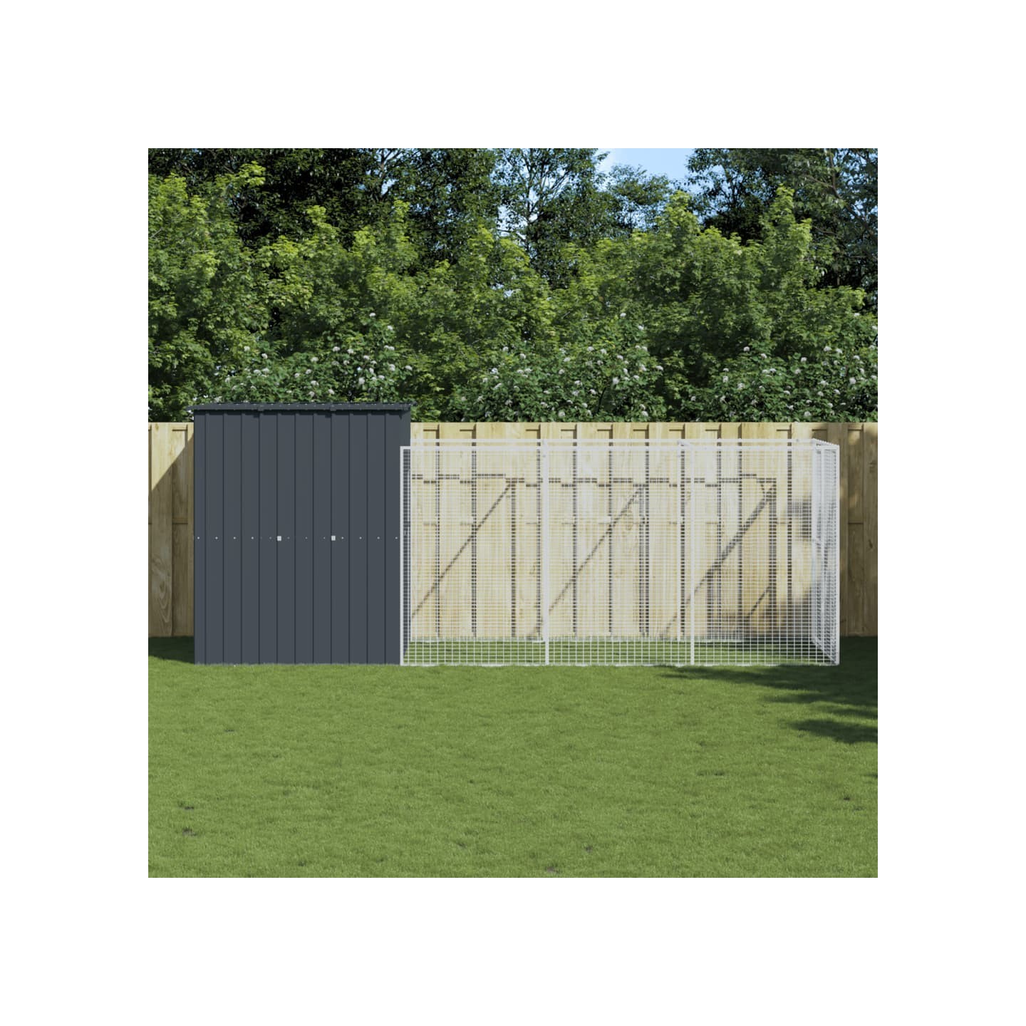 Niche pour chien avec cour anthracite 165x455x181 cm