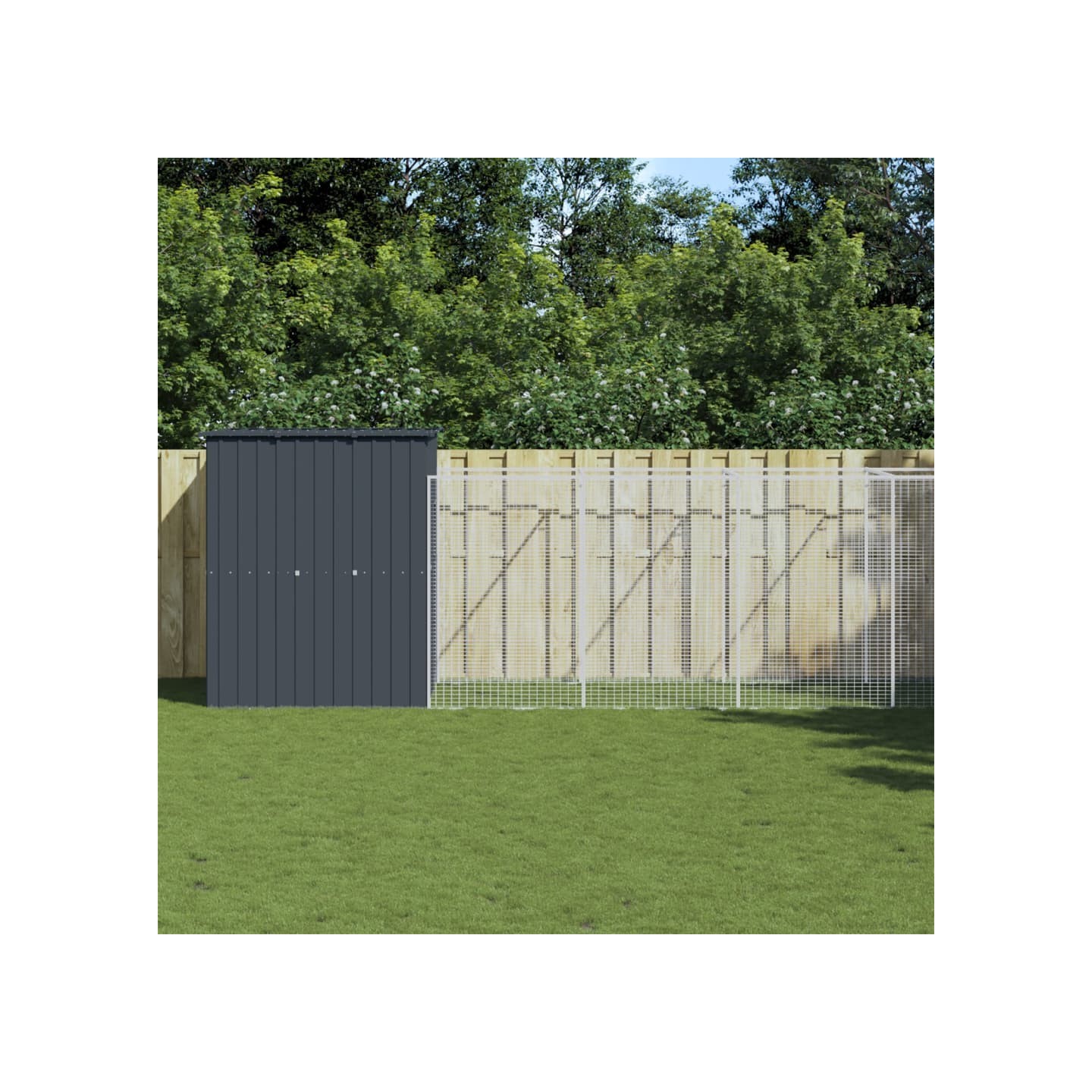 Niche pour chien avec cour anthracite 165x1067x181 cm