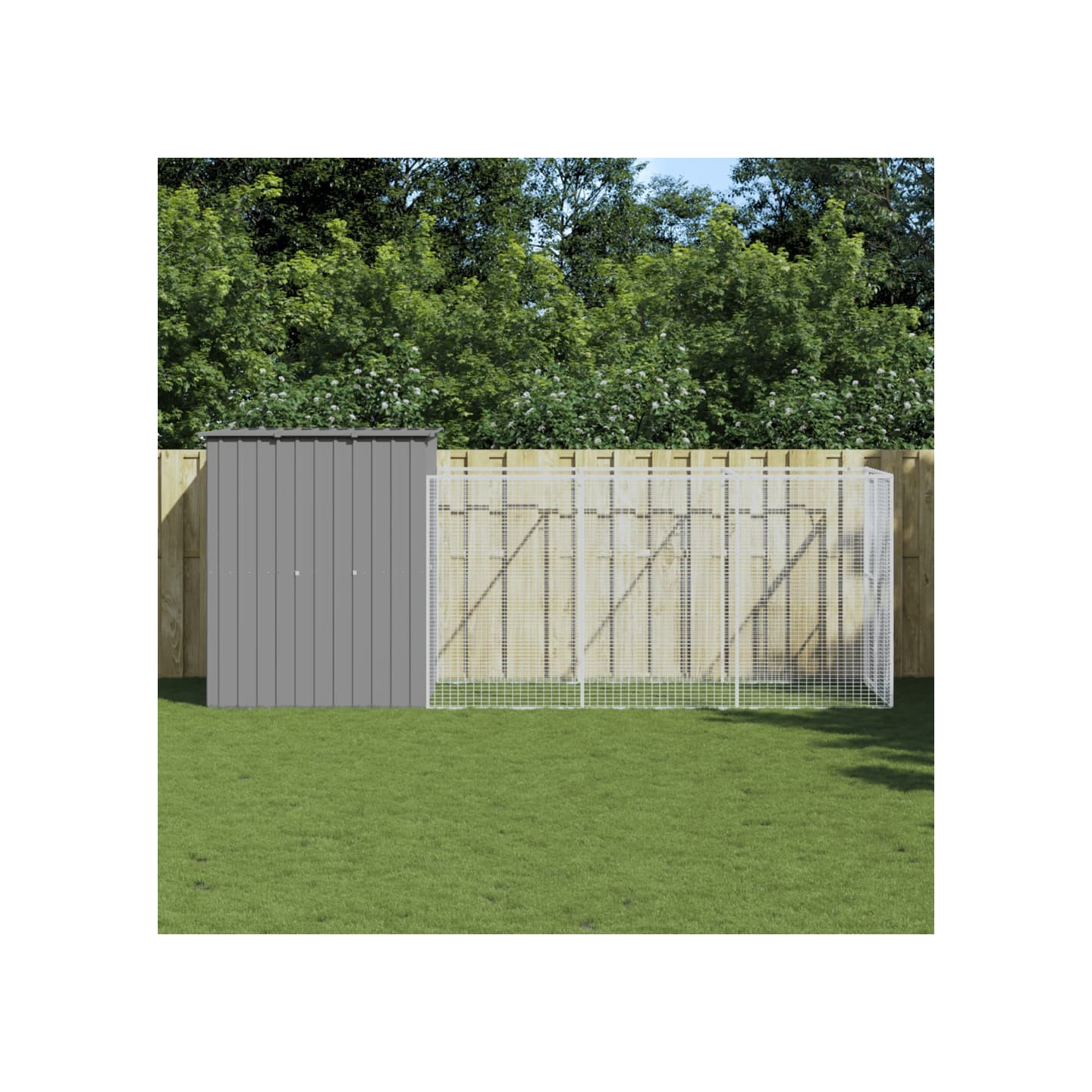 Niche pour chien avec cour gris clair 165x455x181 cm