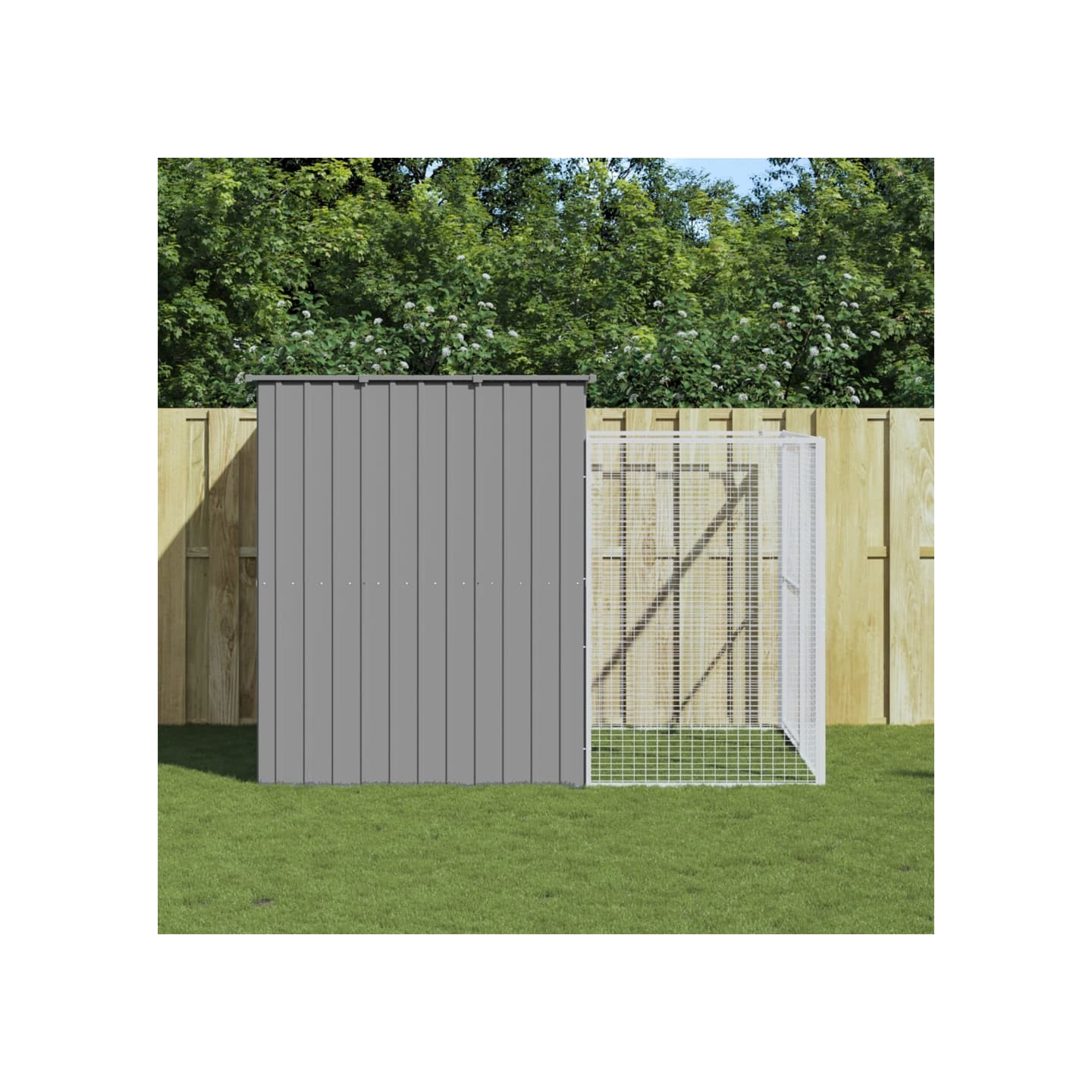 Niche pour chien avec cour gris clair 214x253x181 cm