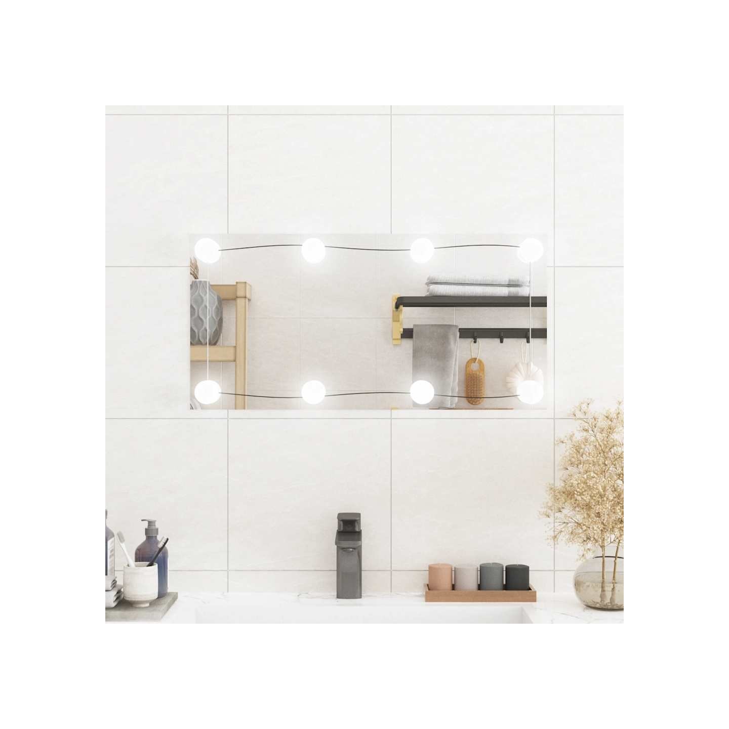 Miroir mural avec lumières LED 30x60 cm verre rectangulaire