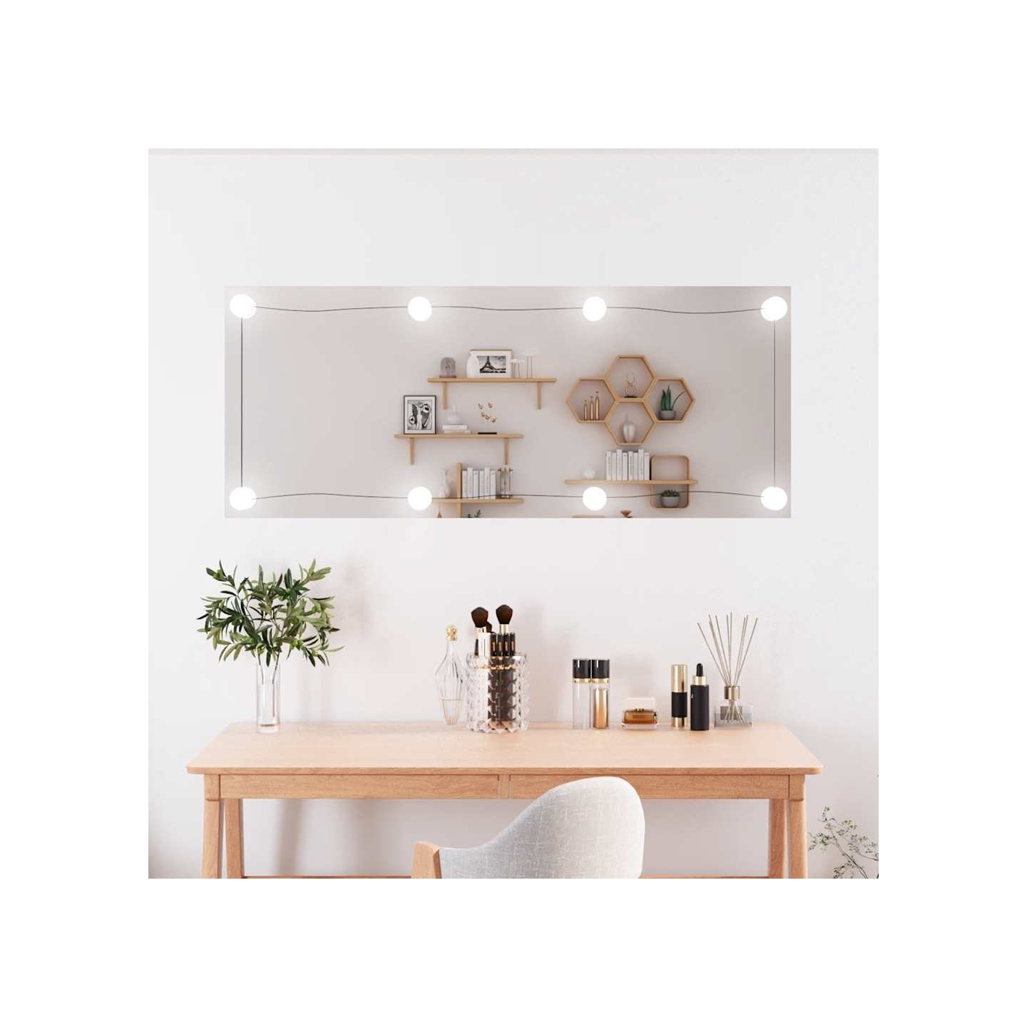 Miroir mural avec lumières LED 40x100 cm verre rectangulaire