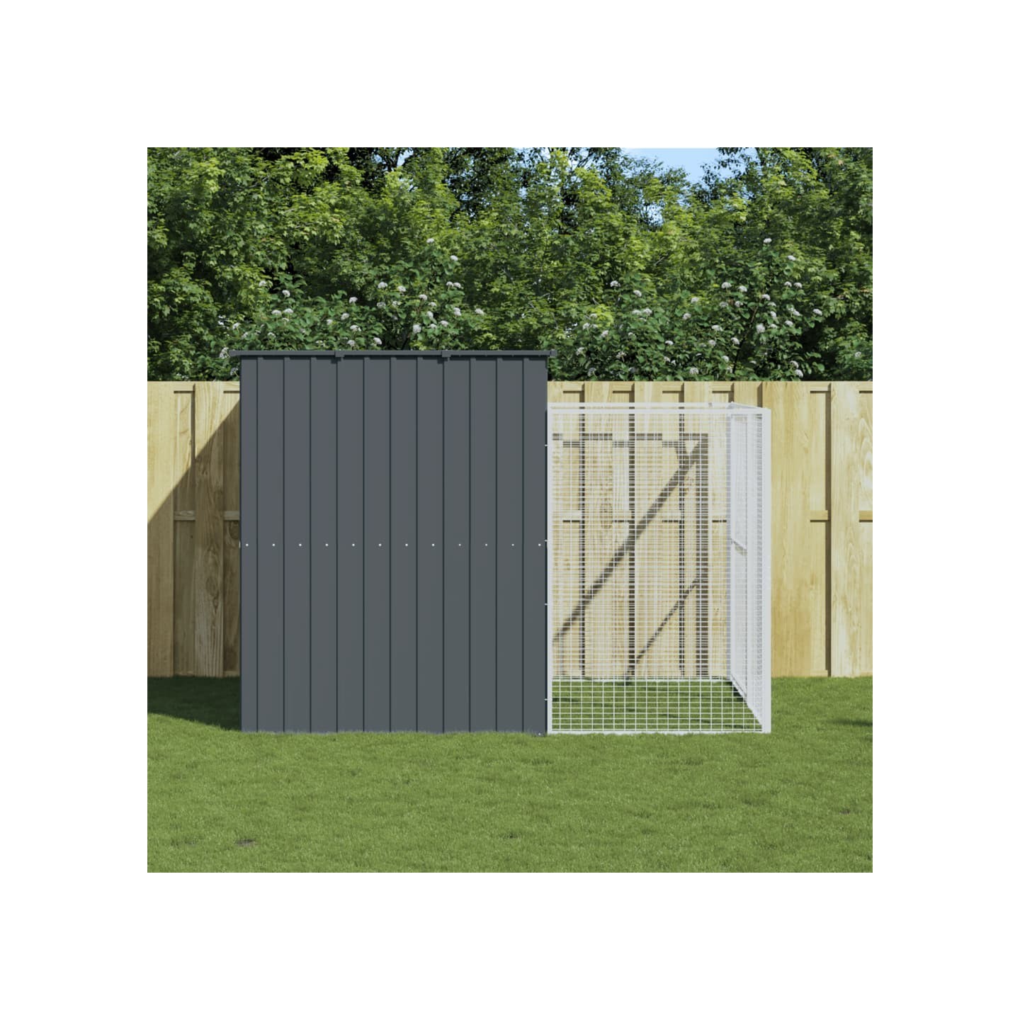 Niche pour chien avec cour anthracite 214x253x181 cm