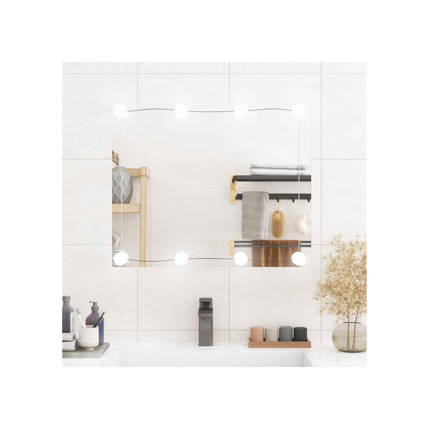 Miroir mural avec lumières LED 50x60 cm verre rectangulaire