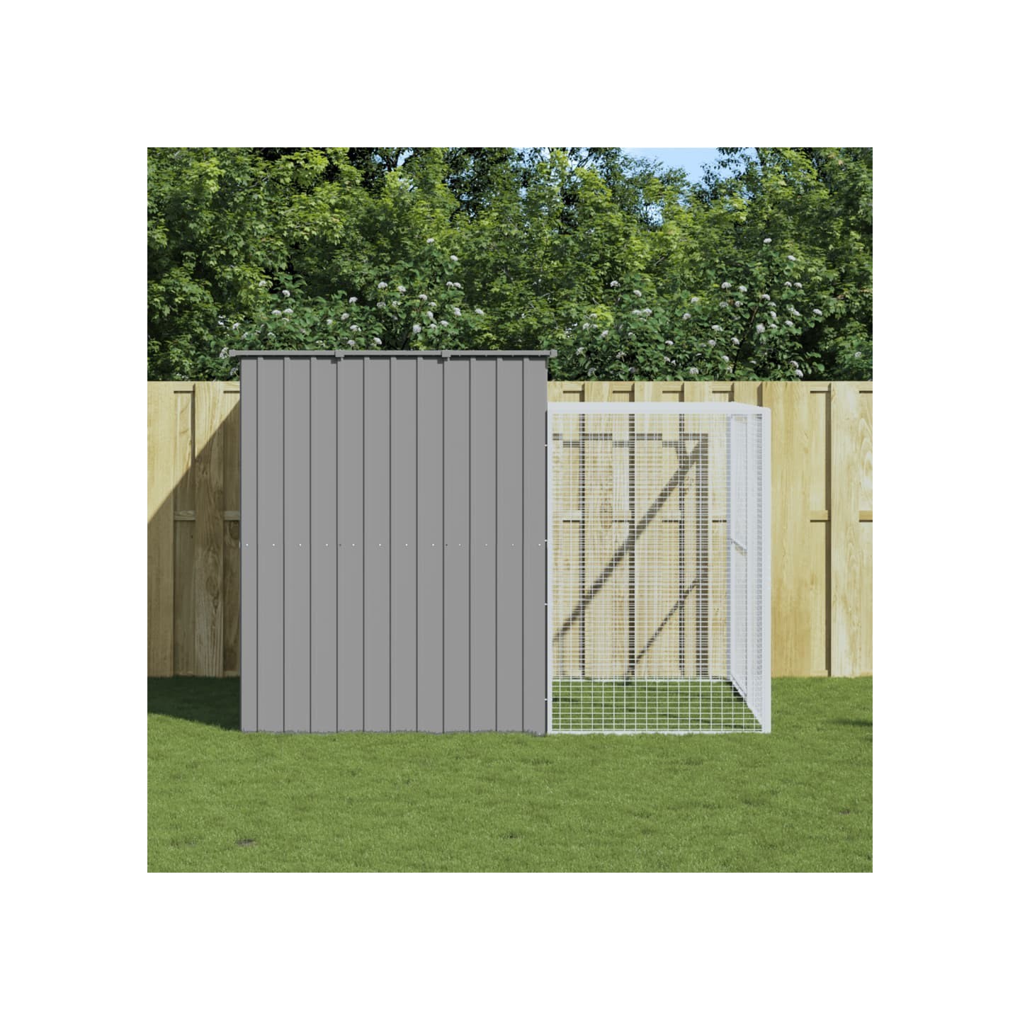 Niche pour chien avec cour gris clair 214x253x181 cm