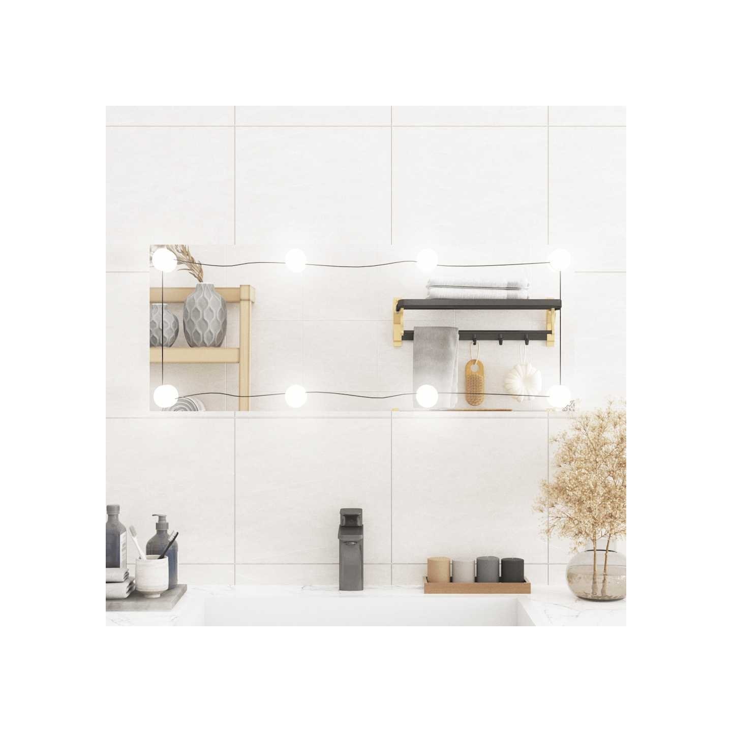 Miroir mural avec lumières LED 30x80 cm verre rectangulaire