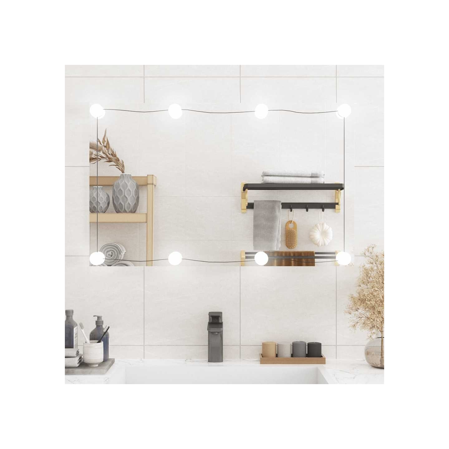 Miroir mural avec lumières LED 50x80 cm verre rectangulaire
