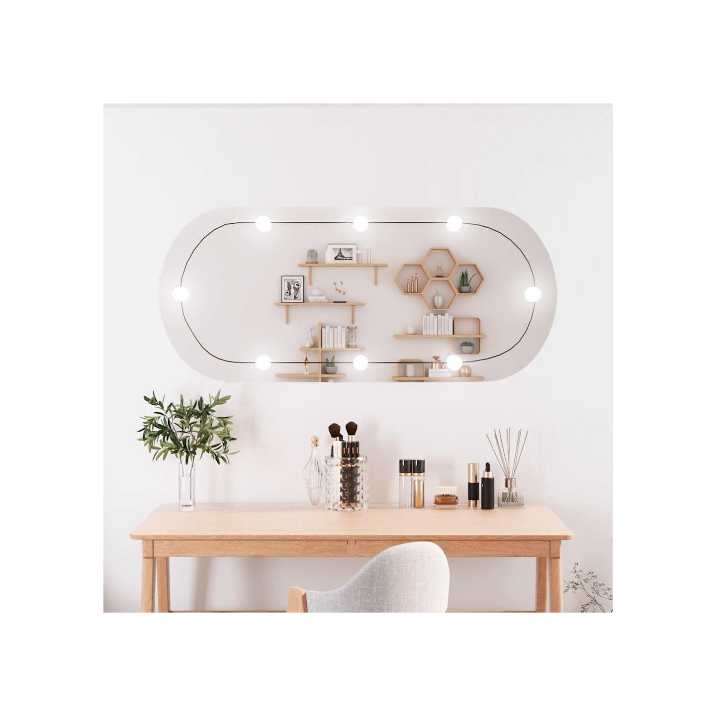 Miroir mural avec lumières LED 45x100 cm verre ovale