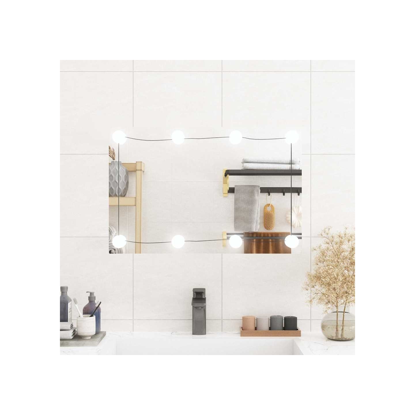 Miroir mural avec lumières LED 40x60 cm verre rectangulaire