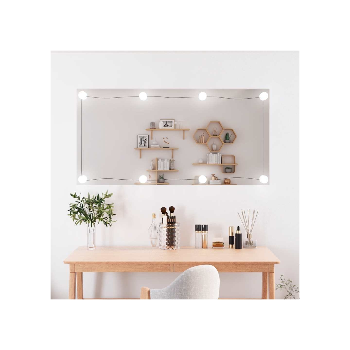 Miroir mural avec lumières LED 50x100 cm verre rectangulaire