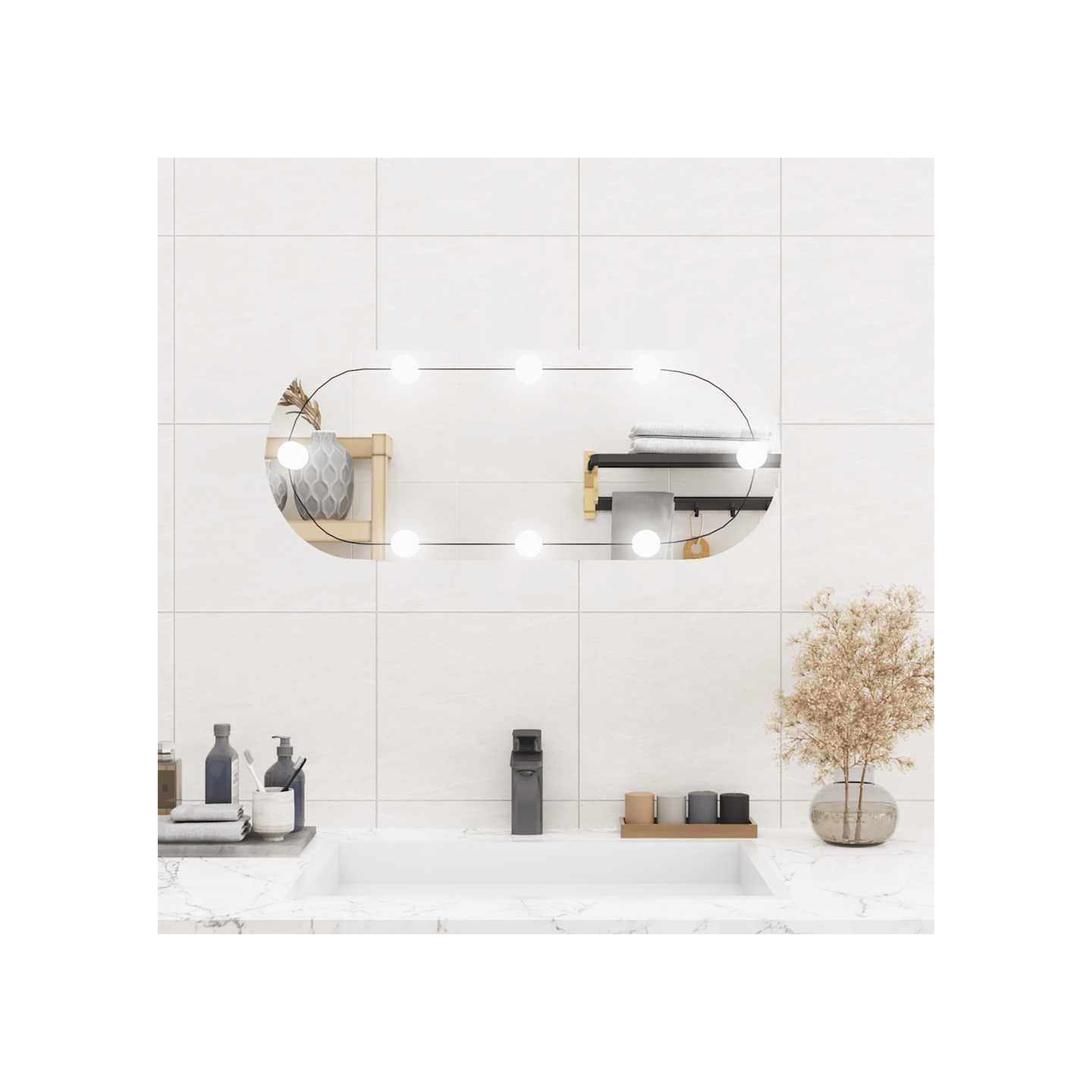 Miroir mural avec lumières LED 30x70 cm verre ovale