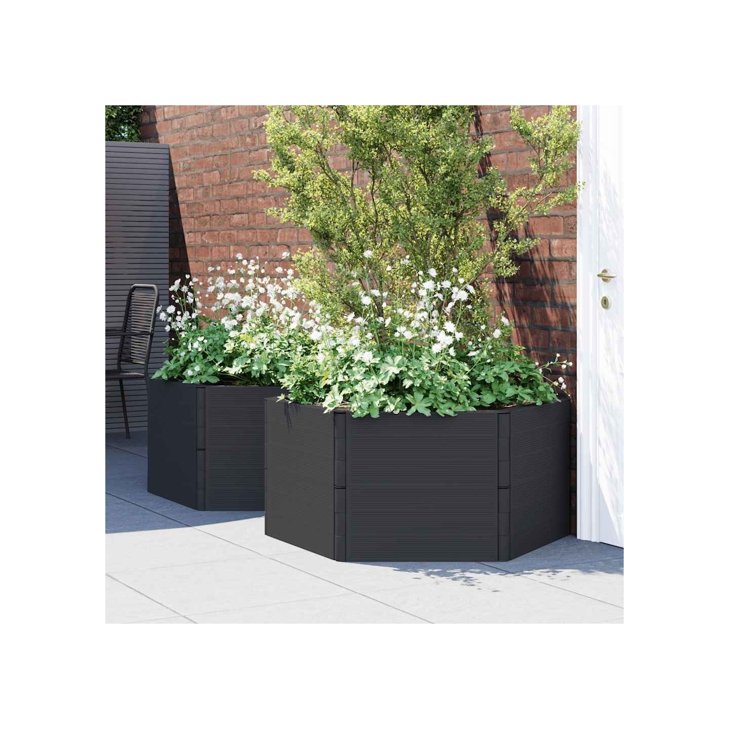 Jardinières de jardin 2 pcs anthracite PP