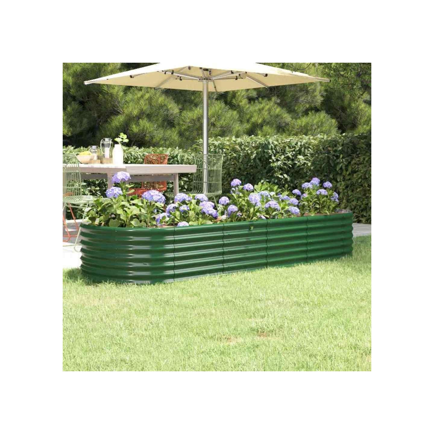 Lit surélevé de jardin Acier galvanisé 224x80x36 cm Vert