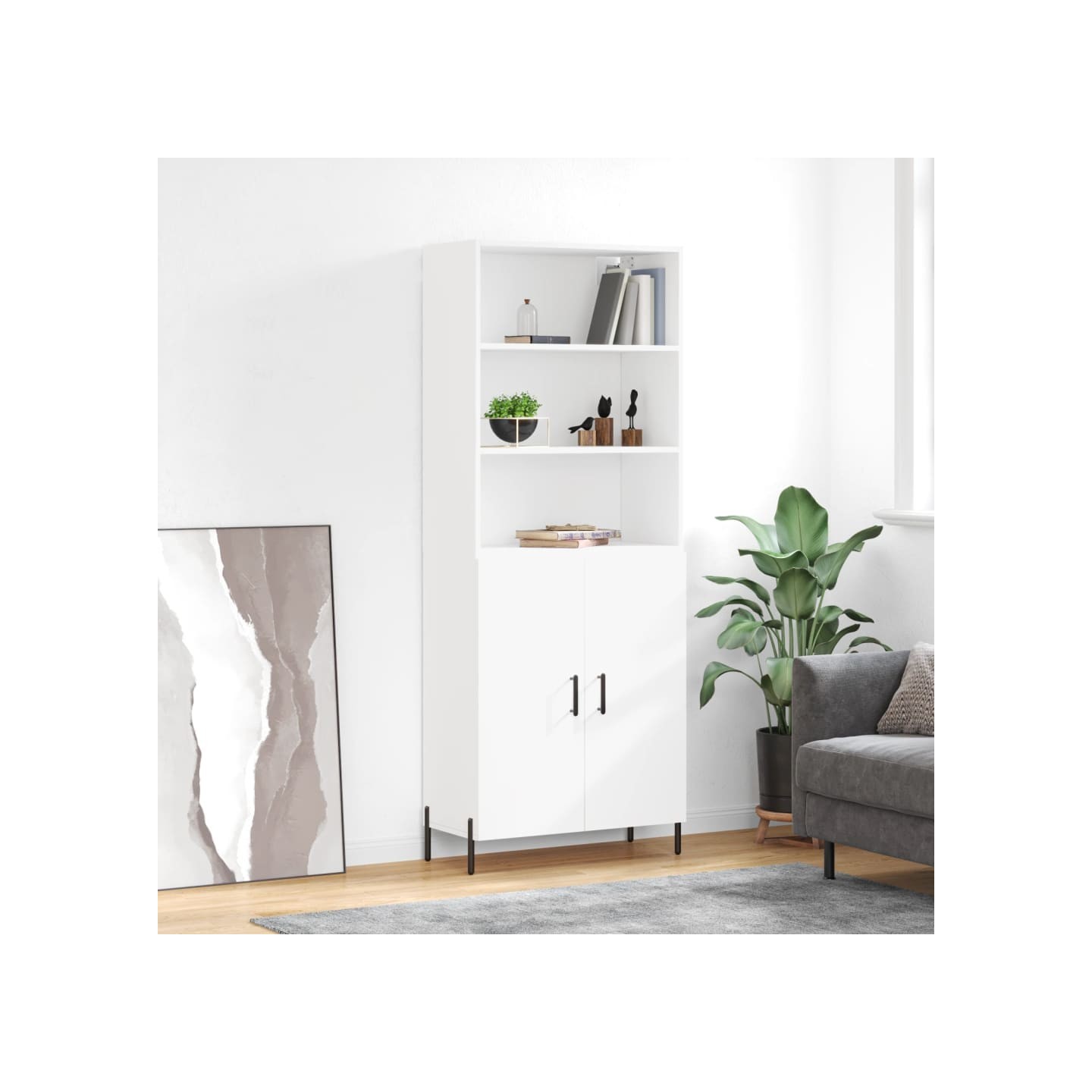 Buffet haut Blanc 69,5x34x180 cm Bois d'ingénierie