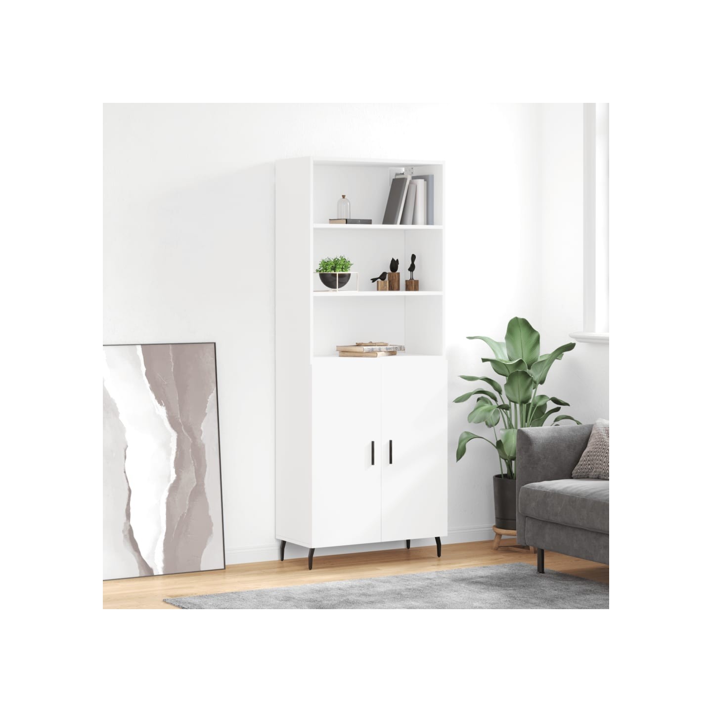 Buffet haut Blanc 69,5x34x180 cm Bois d'ingénierie