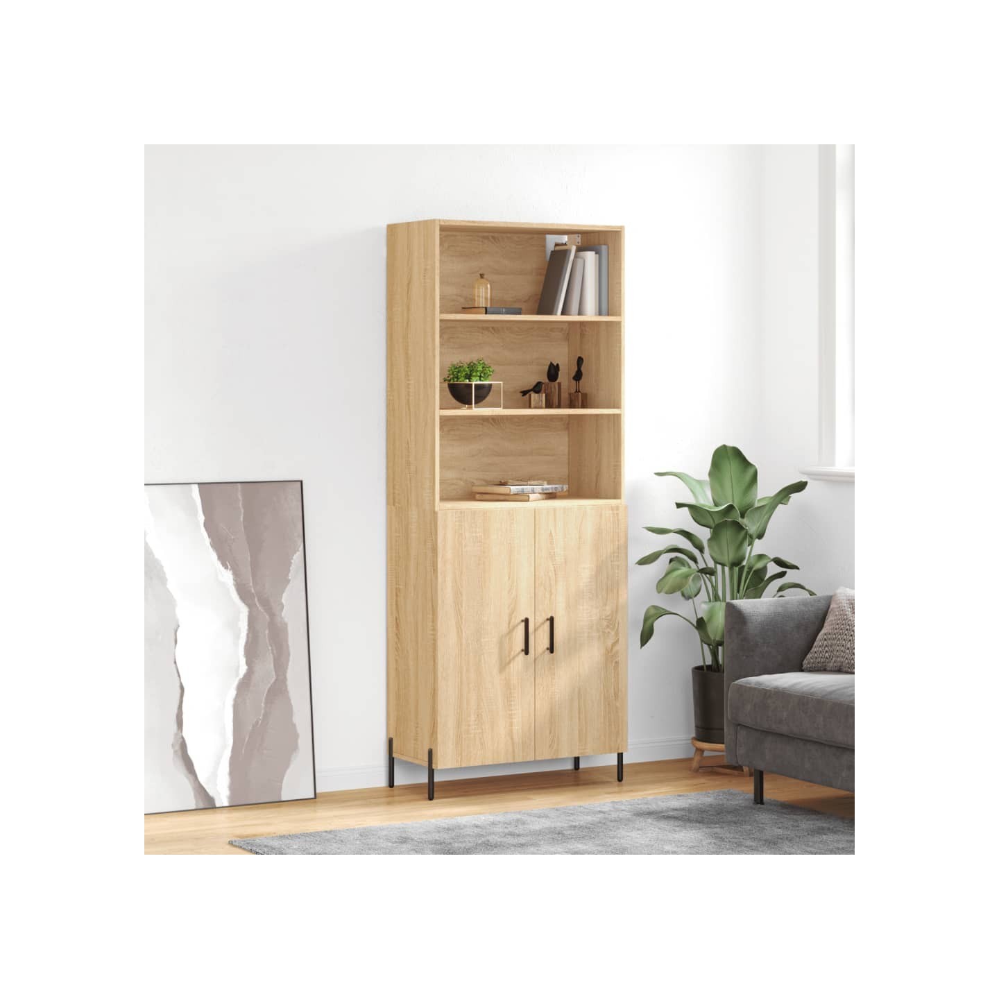 Buffet haut Chêne sonoma 69,5x34x180 cm Bois d'ingénierie