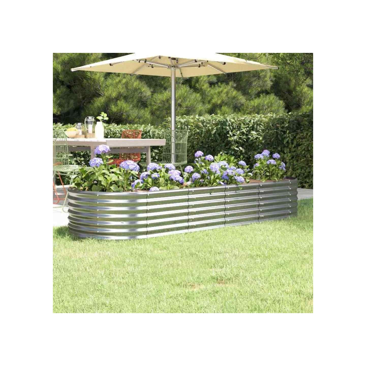 Lit surélevé de jardin Acier galvanisé Argenté