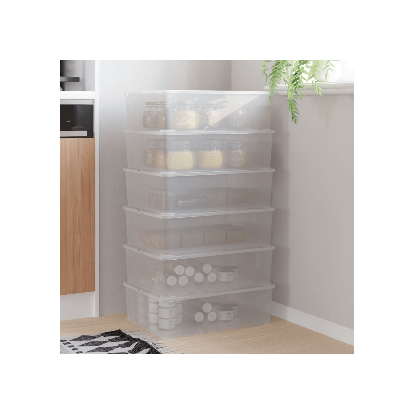 Boîtes de rangement en plastique 6 pcs 25 L empilables