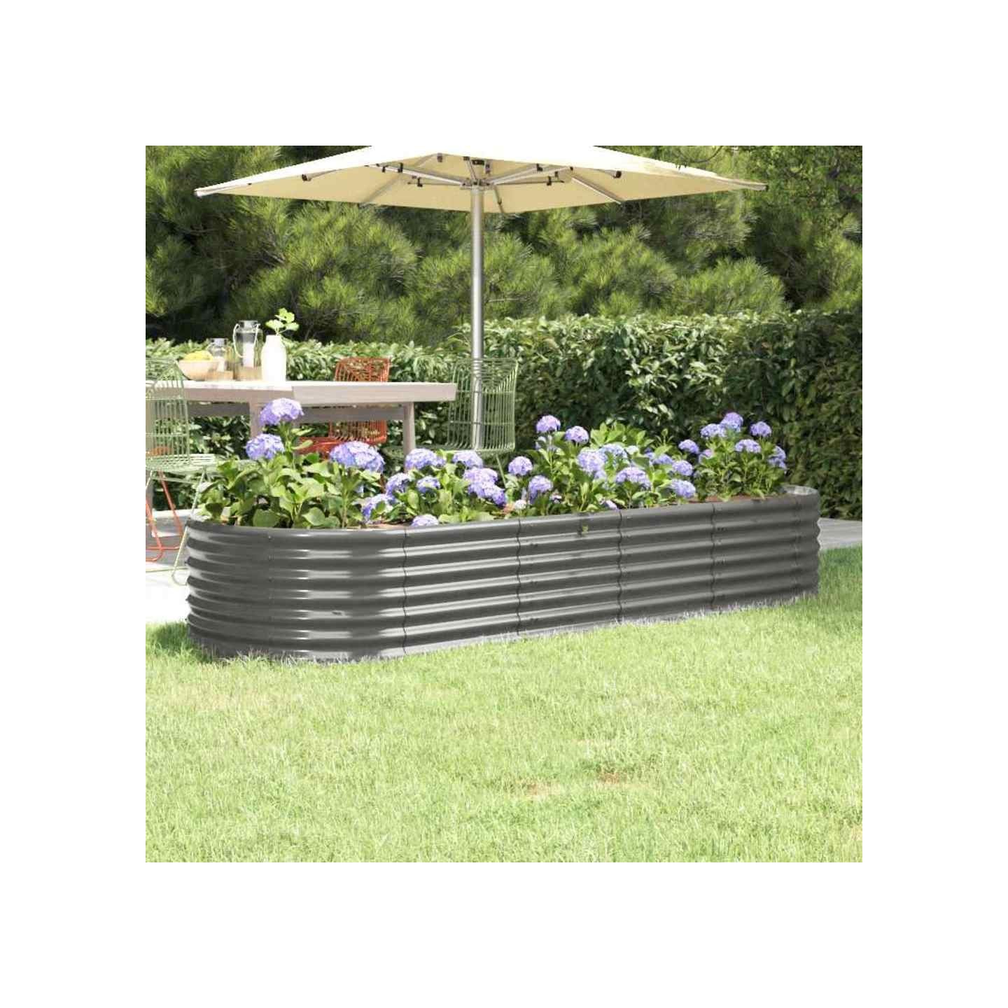 Lit surélevé de jardin Acier galvanisé 224x80x36 cm gris