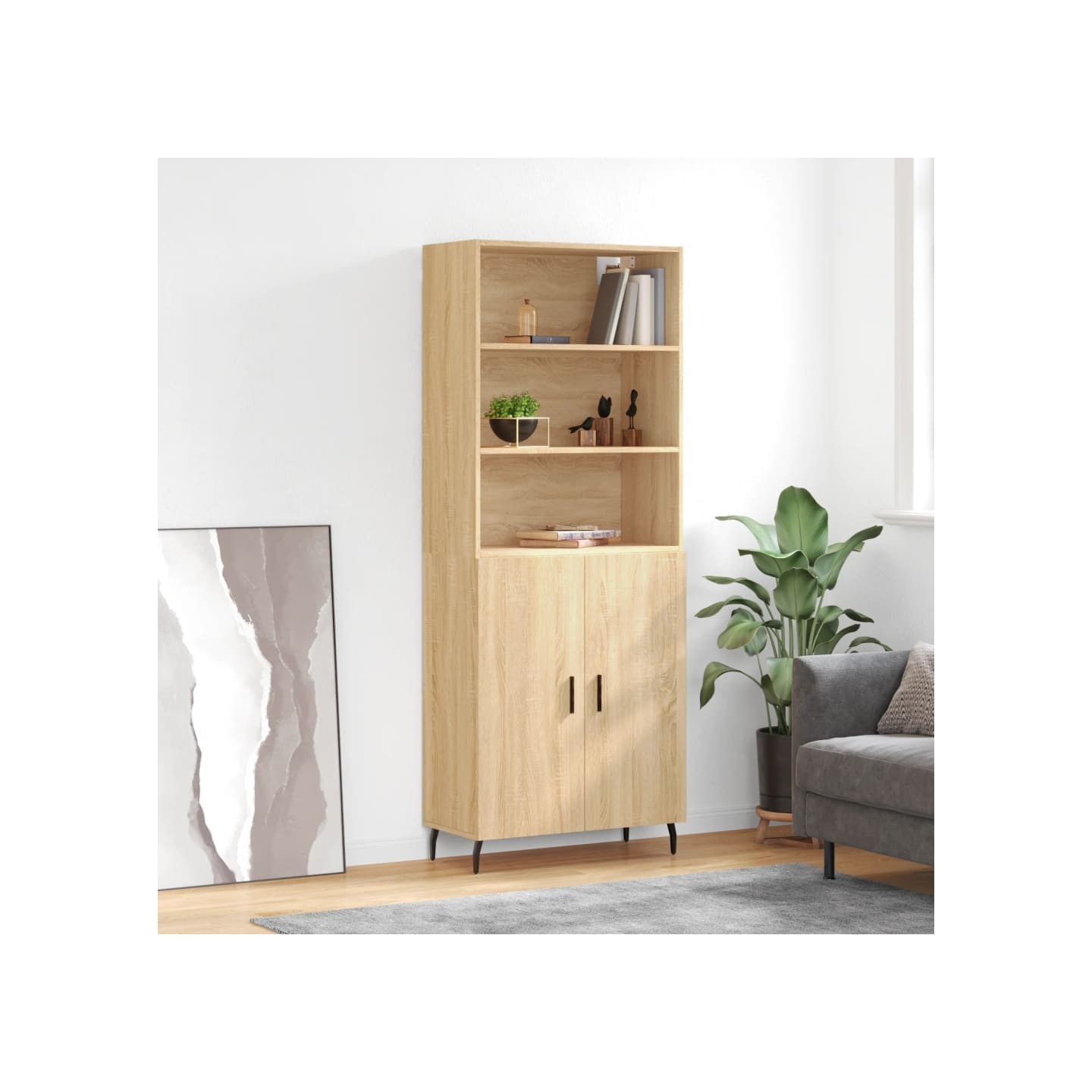 Buffet haut Chêne sonoma 69,5x34x180 cm Bois d'ingénierie