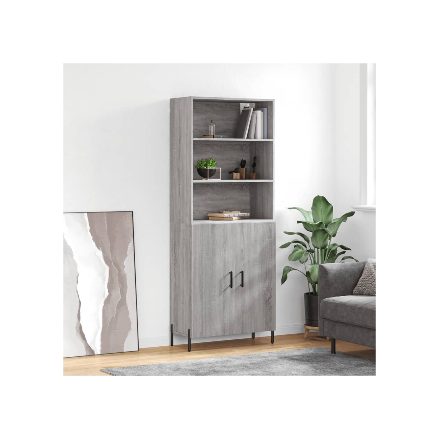 Buffet haut Sonoma gris 69,5x34x180 cm Bois d'ingénierie