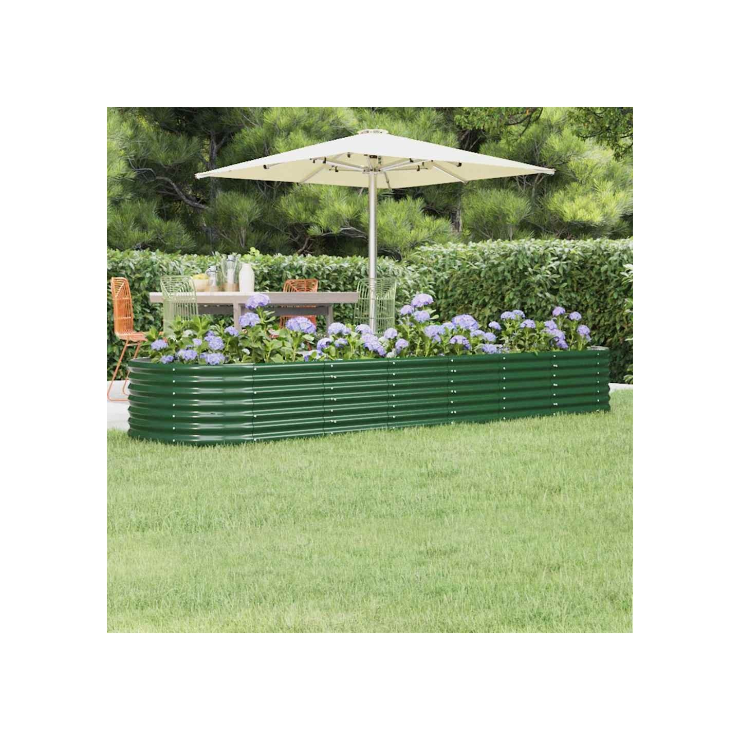 Lit surélevé de jardin Acier galvanisé 296x80x36 cm Vert