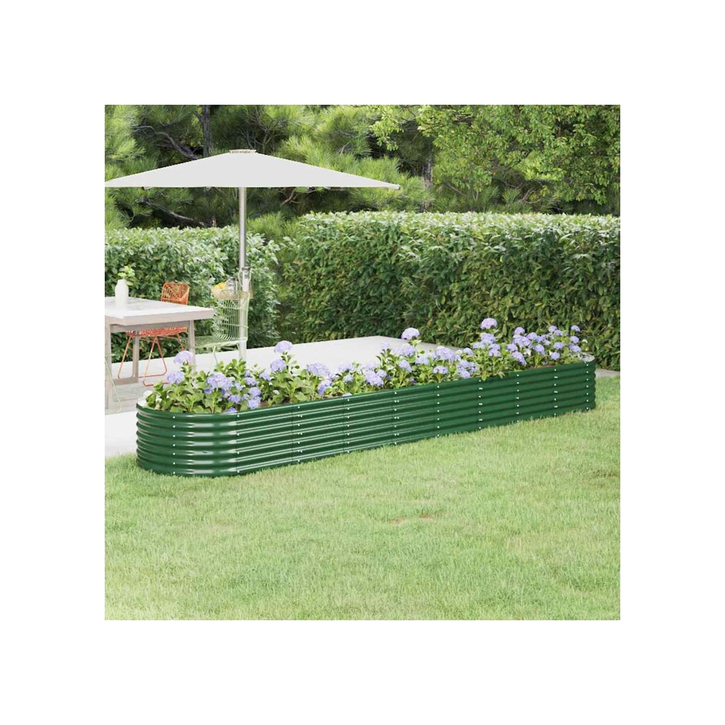 Lit surélevé de jardin Acier galvanisé 368x80x36 cm Vert