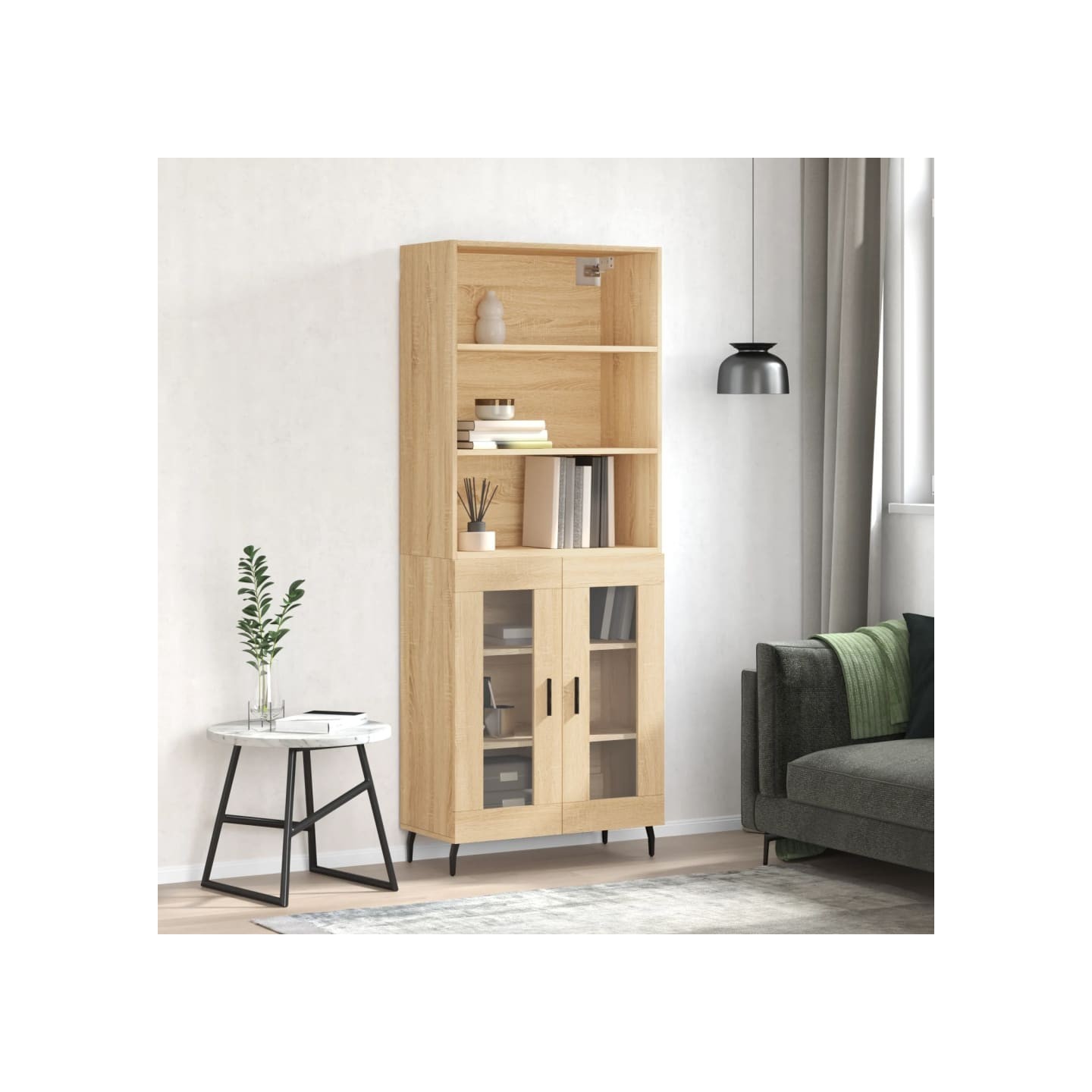 Buffet haut Chêne sonoma 69,5x34x180 cm Bois d'ingénierie