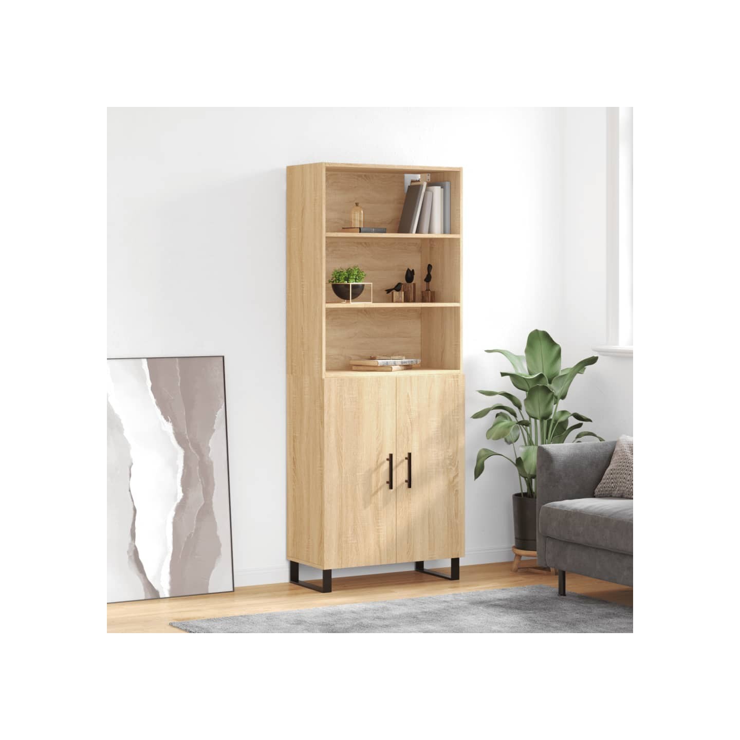 Buffet haut Chêne sonoma 69,5x34x180 cm Bois d'ingénierie