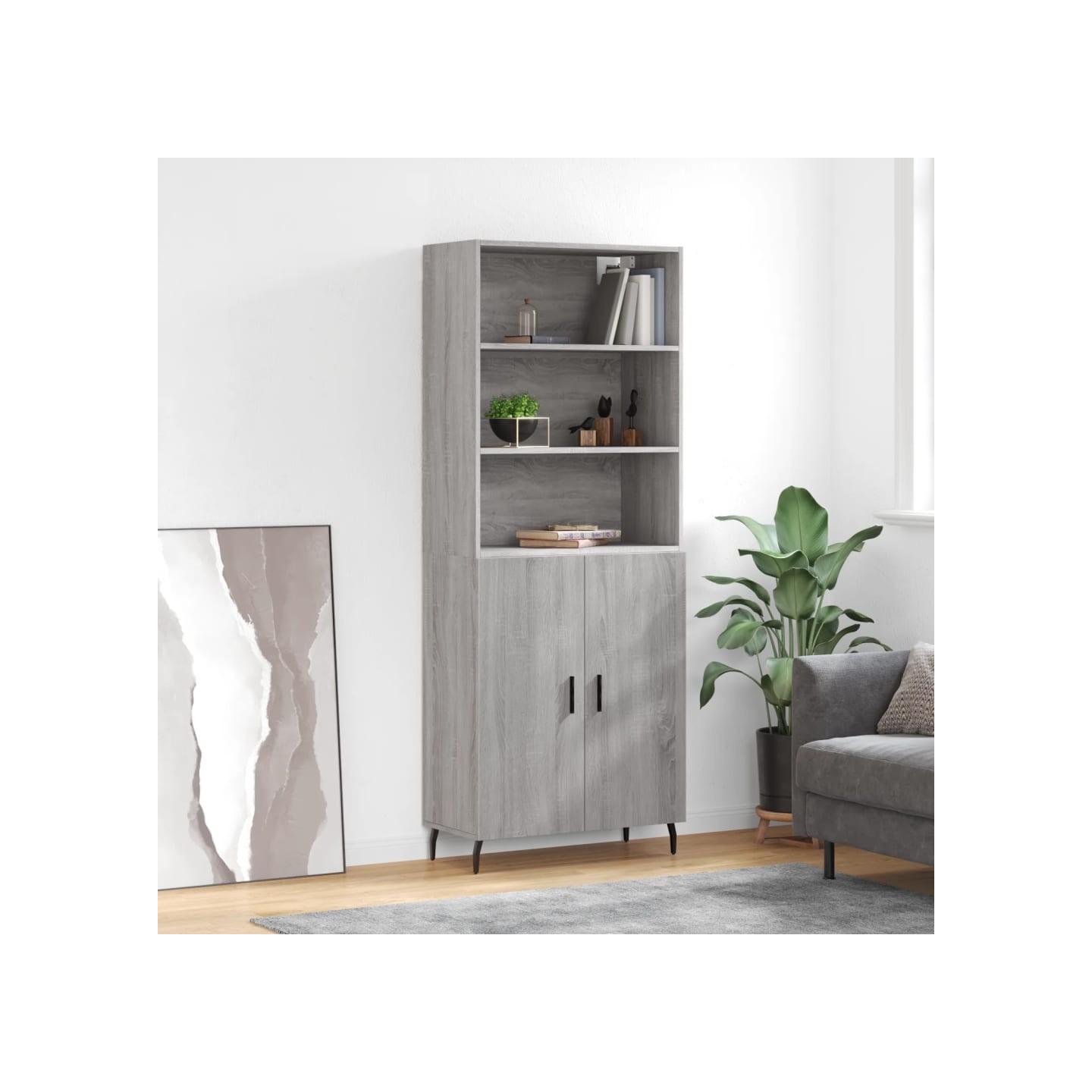 Buffet haut Sonoma gris 69,5x34x180 cm Bois d'ingénierie