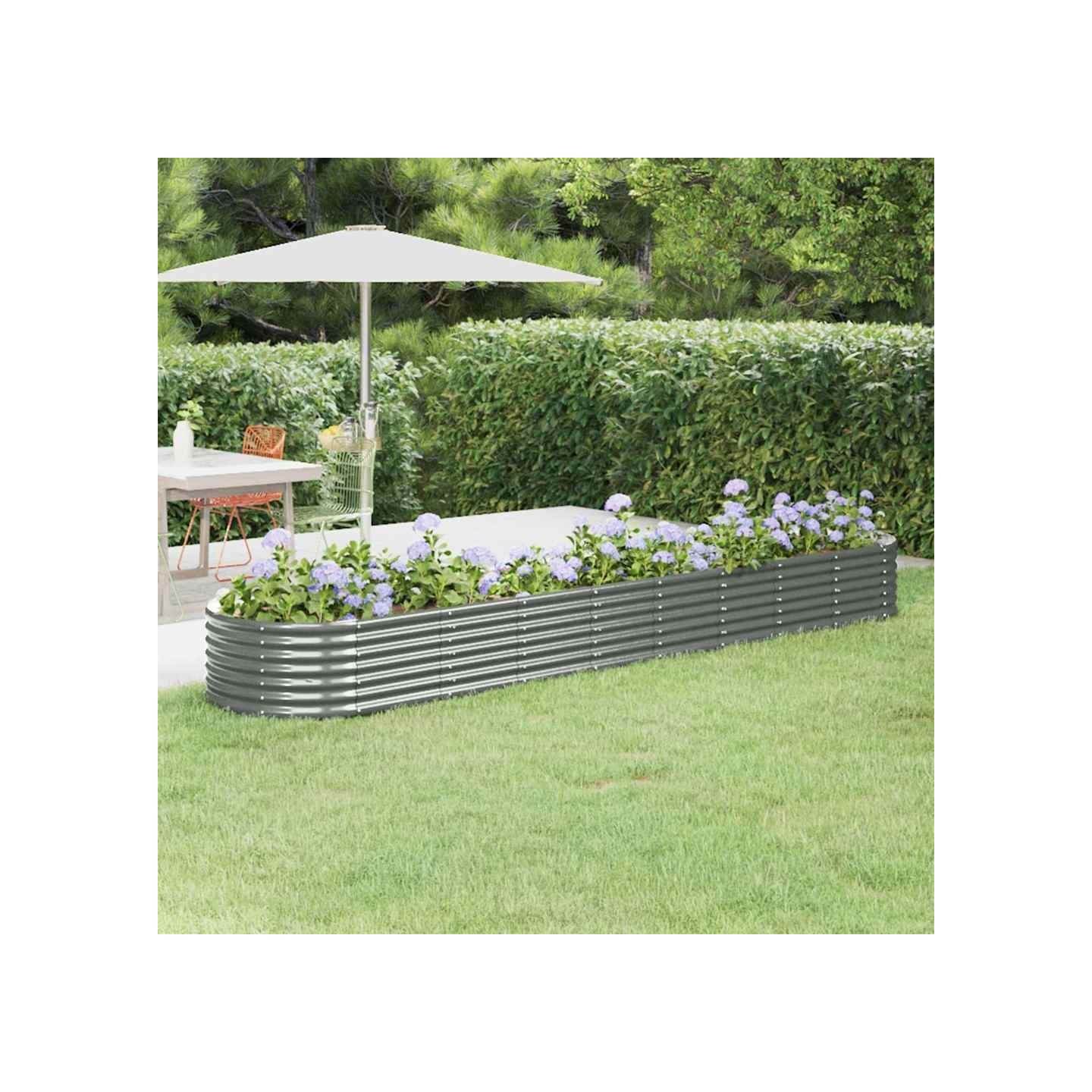Lit surélevé de jardin Acier galvanisé 368x80x36 cm gris