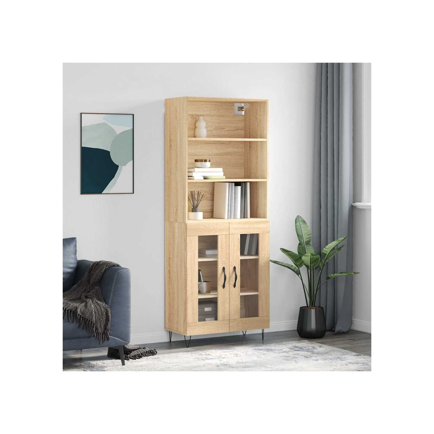 Buffet haut Chêne sonoma 69,5x34x180 cm Bois d'ingénierie